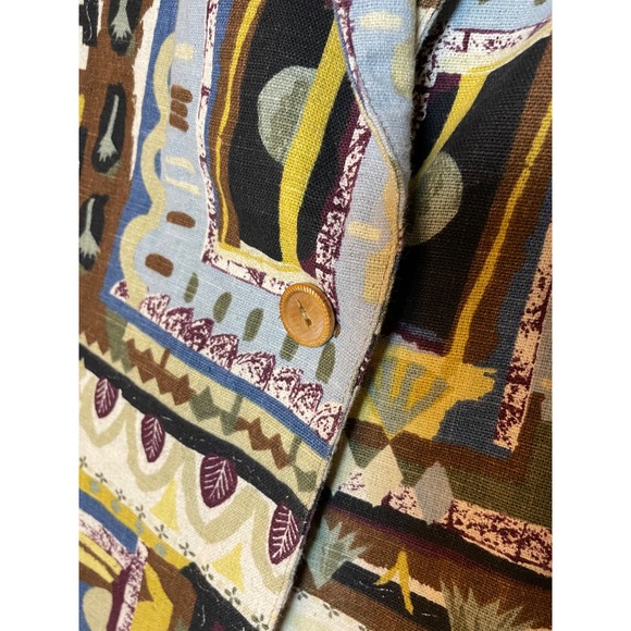 Vintage Danielle B Blazer Cotton Flax Womens Large Made in USA Safari Animal - Picture 9 of 11